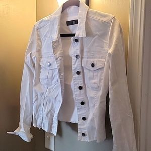 Kut from the Kloth size small stretch white cropped denim jacket